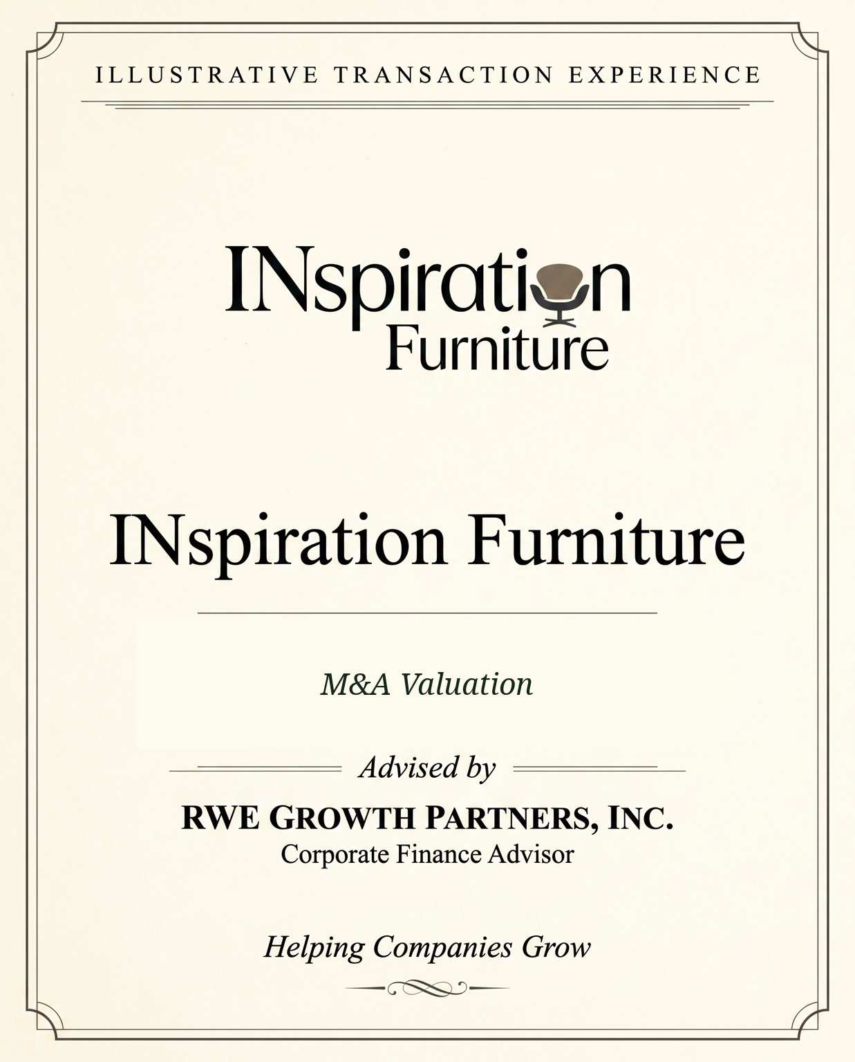 Transaction tombstone for 18 INspiration Furniture