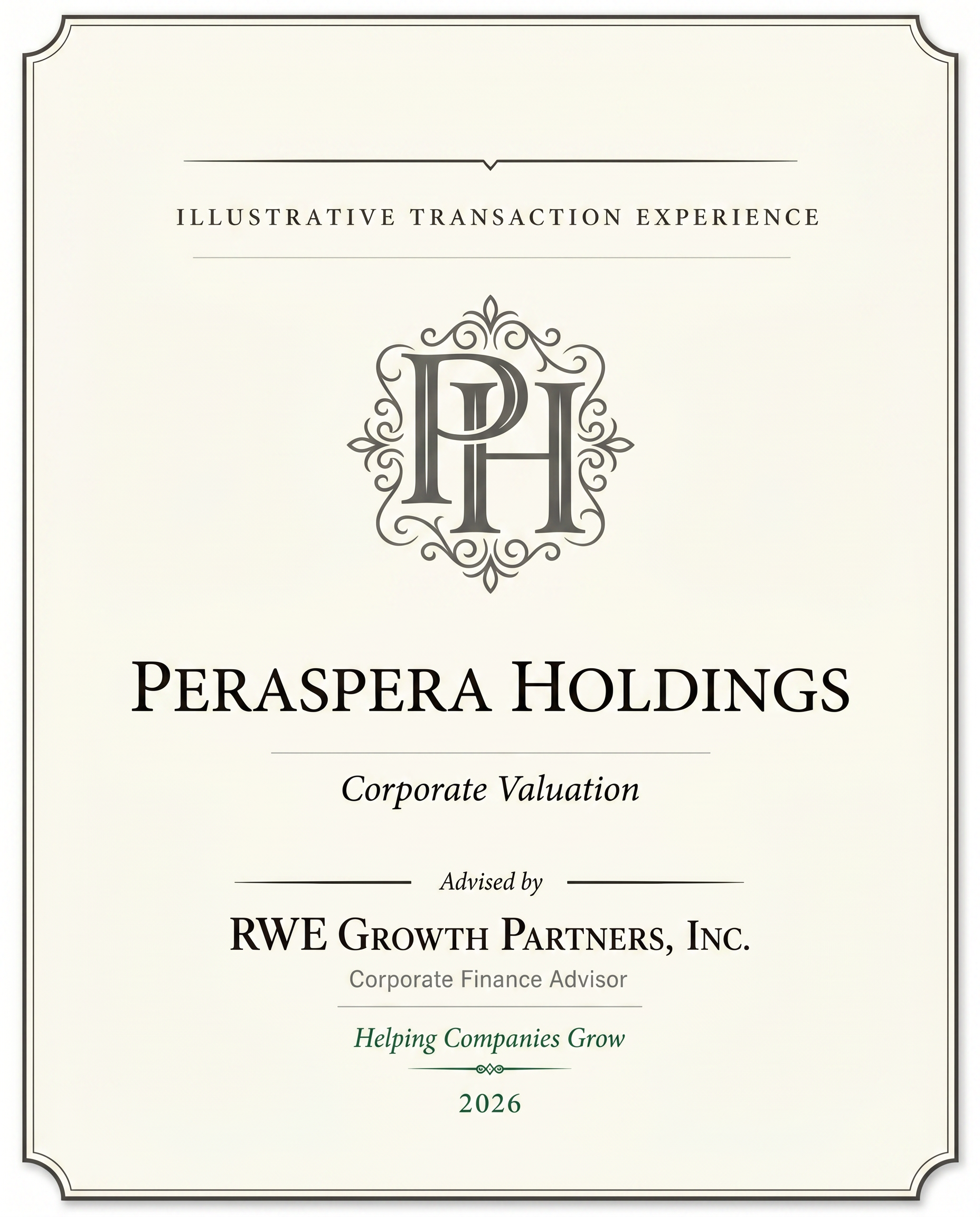 Transaction tombstone for 31 Peraspera Holdings