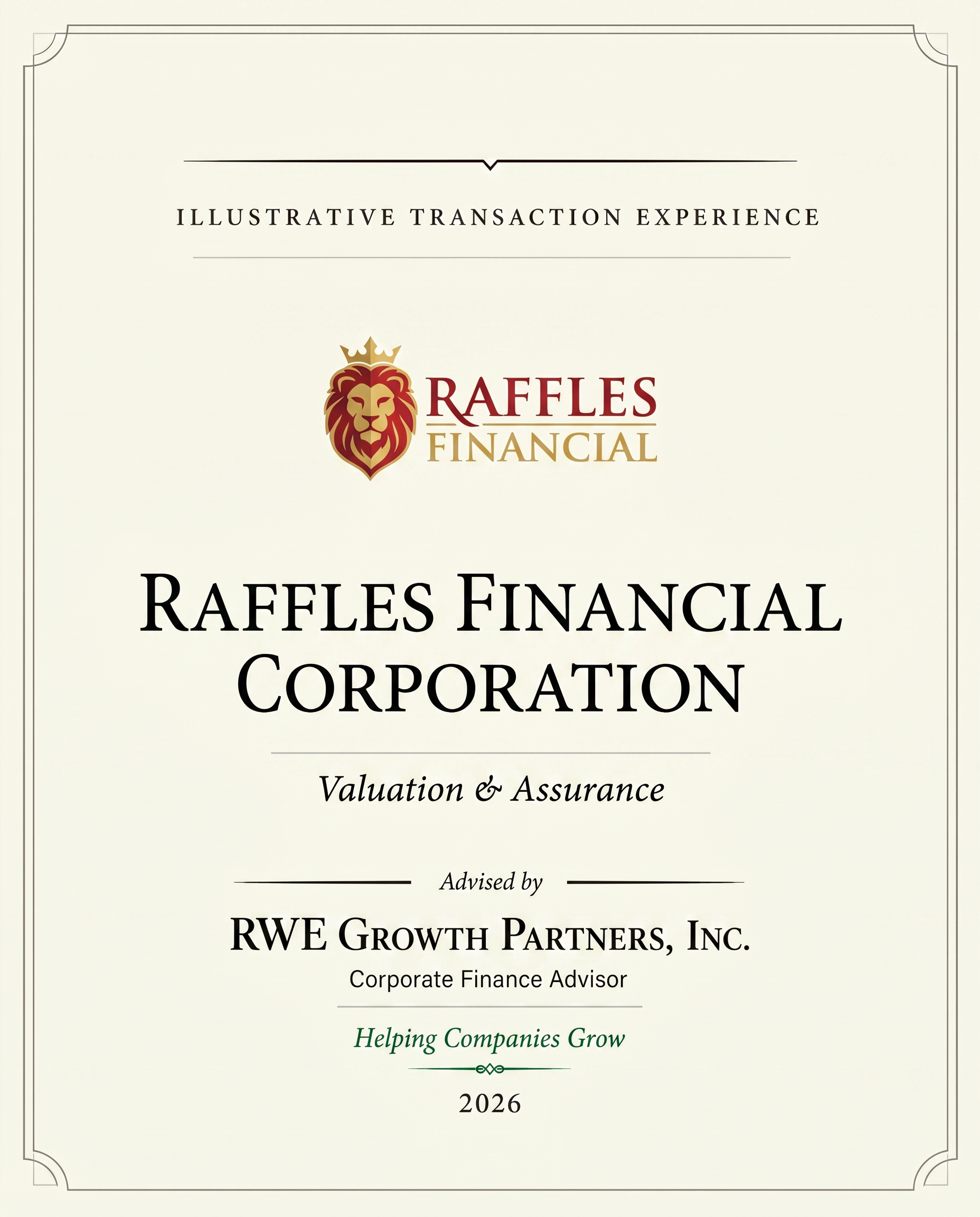 Transaction tombstone for 23 Raffles Financial