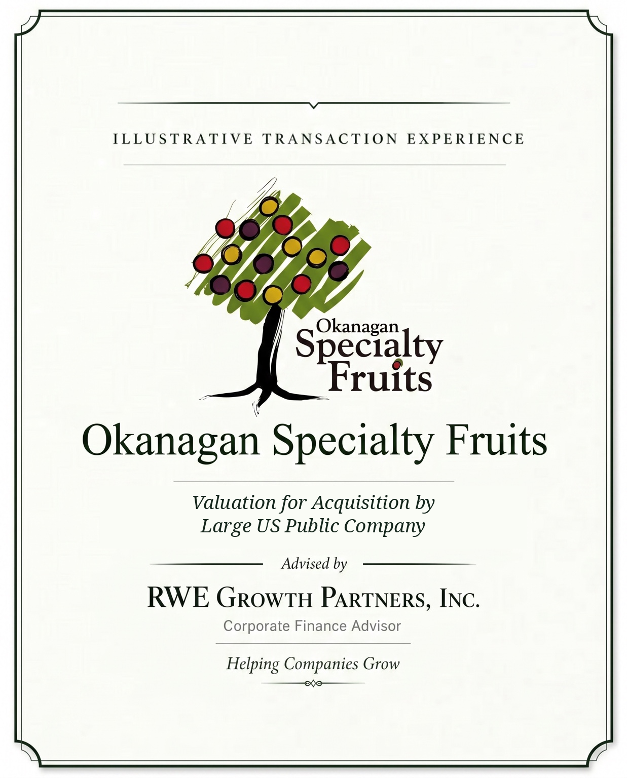 Transaction tombstone for 20 Okanagan Specialty Fruits