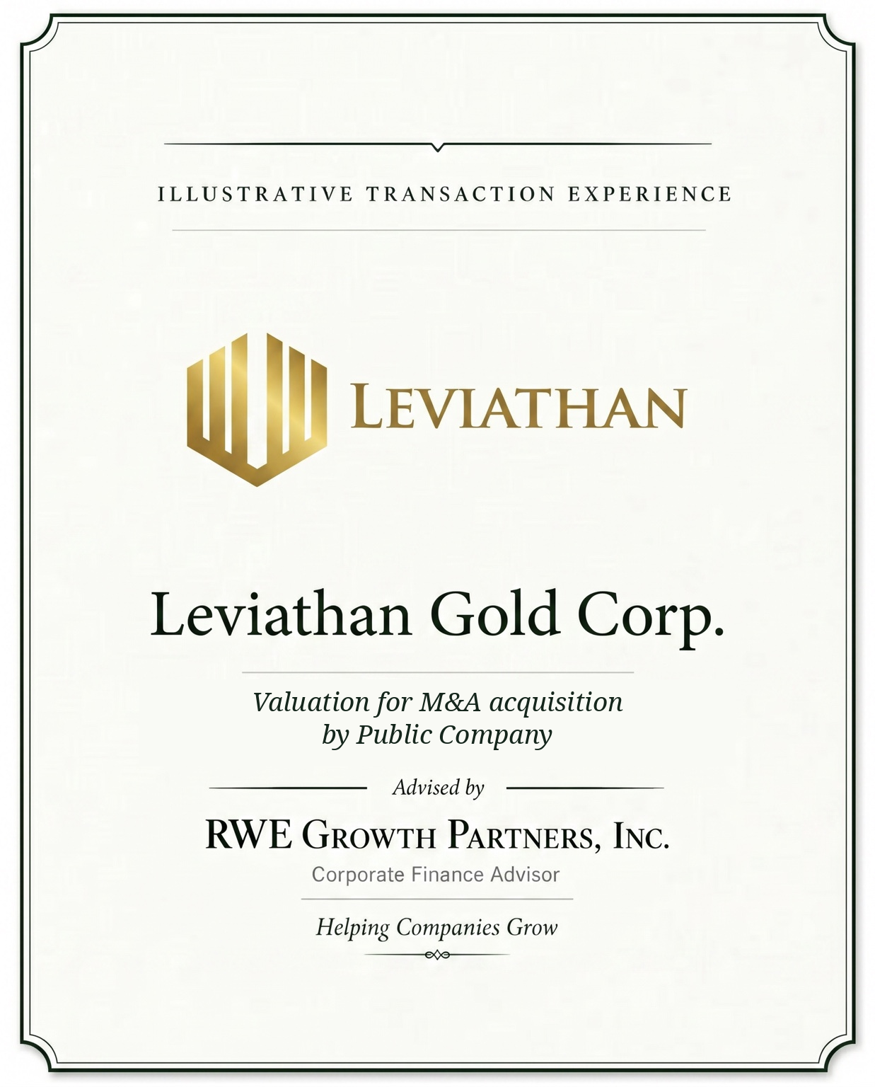 Transaction tombstone for 19 Leviathan Gold Corp