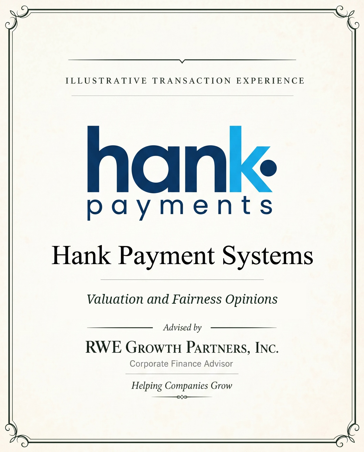 Transaction tombstone for 15 Hank Payment Systems