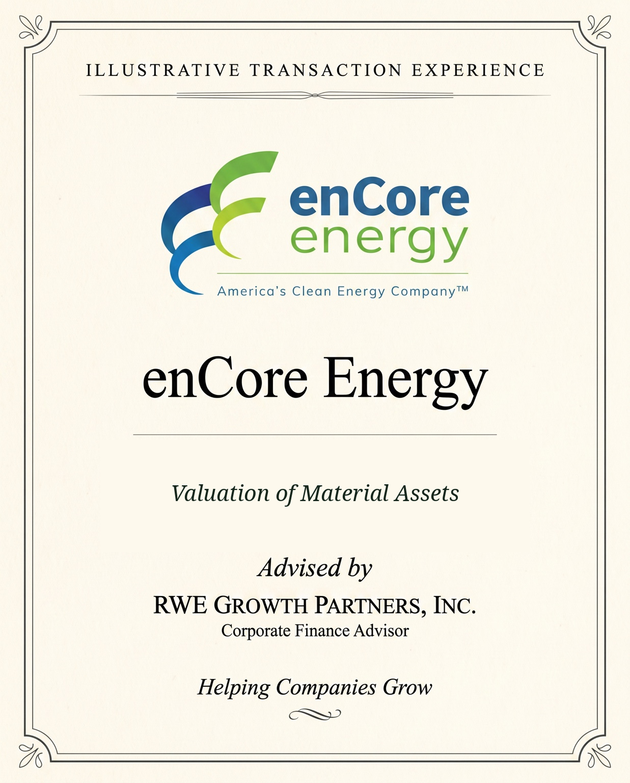 Transaction tombstone for 13 EnCore Energy