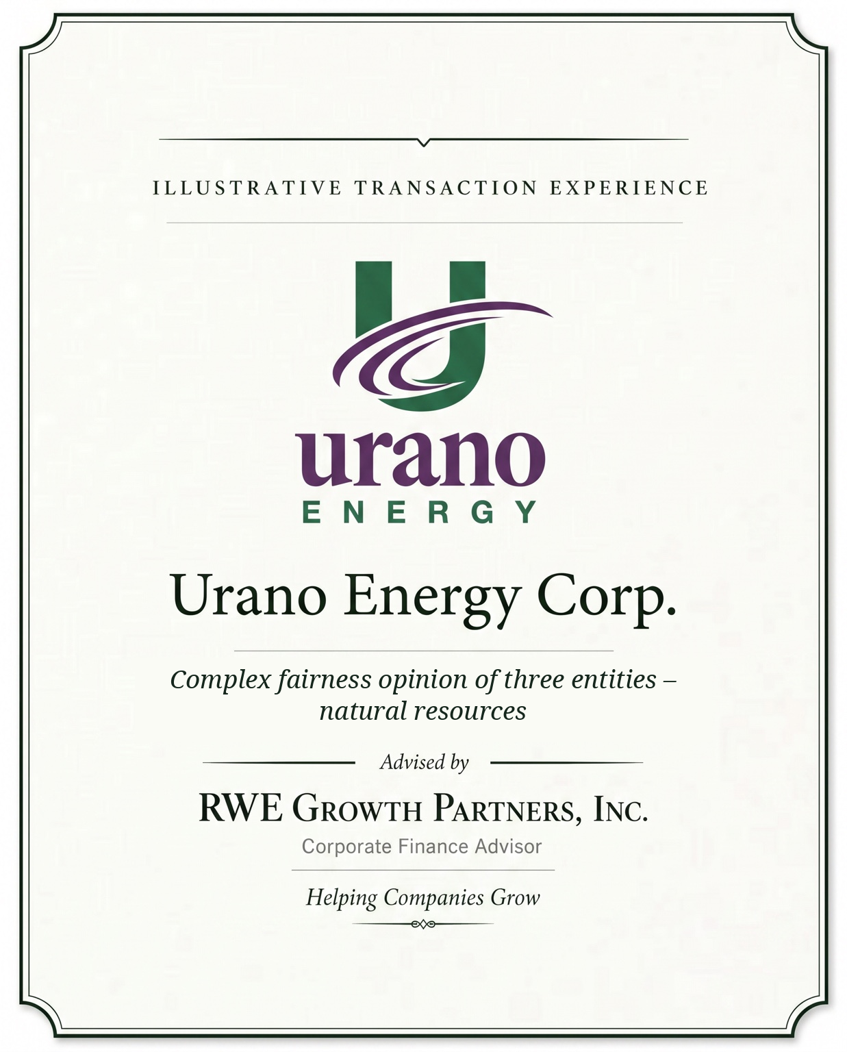 Transaction tombstone for 23 Urano Energy Corp