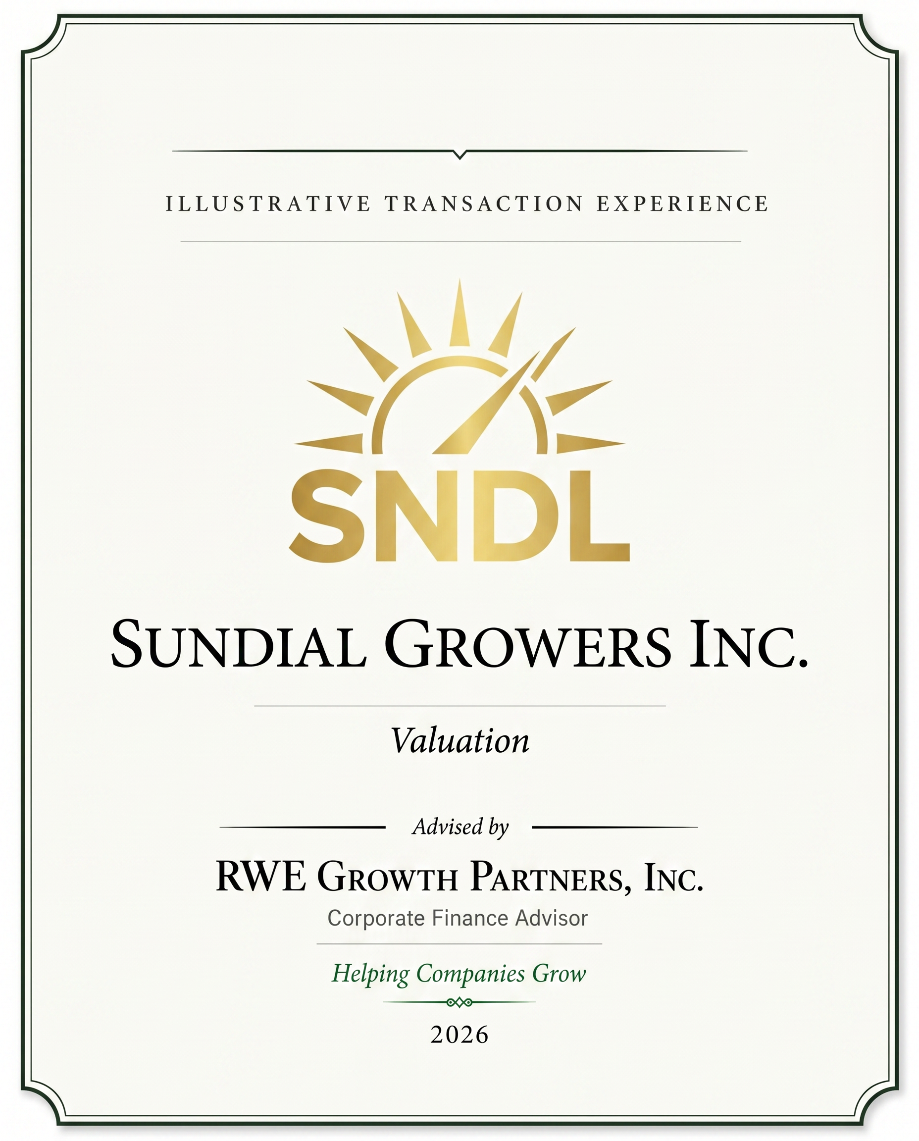 Transaction tombstone for 05 Sundial Growers