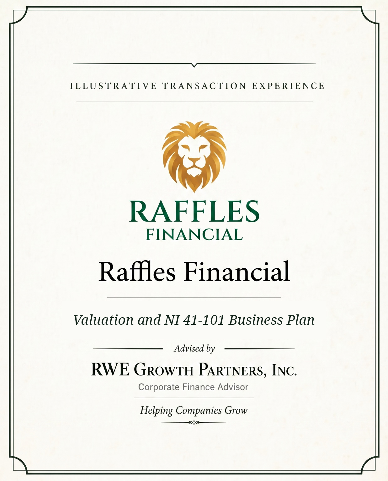 Transaction tombstone for 03 Raffles Financial