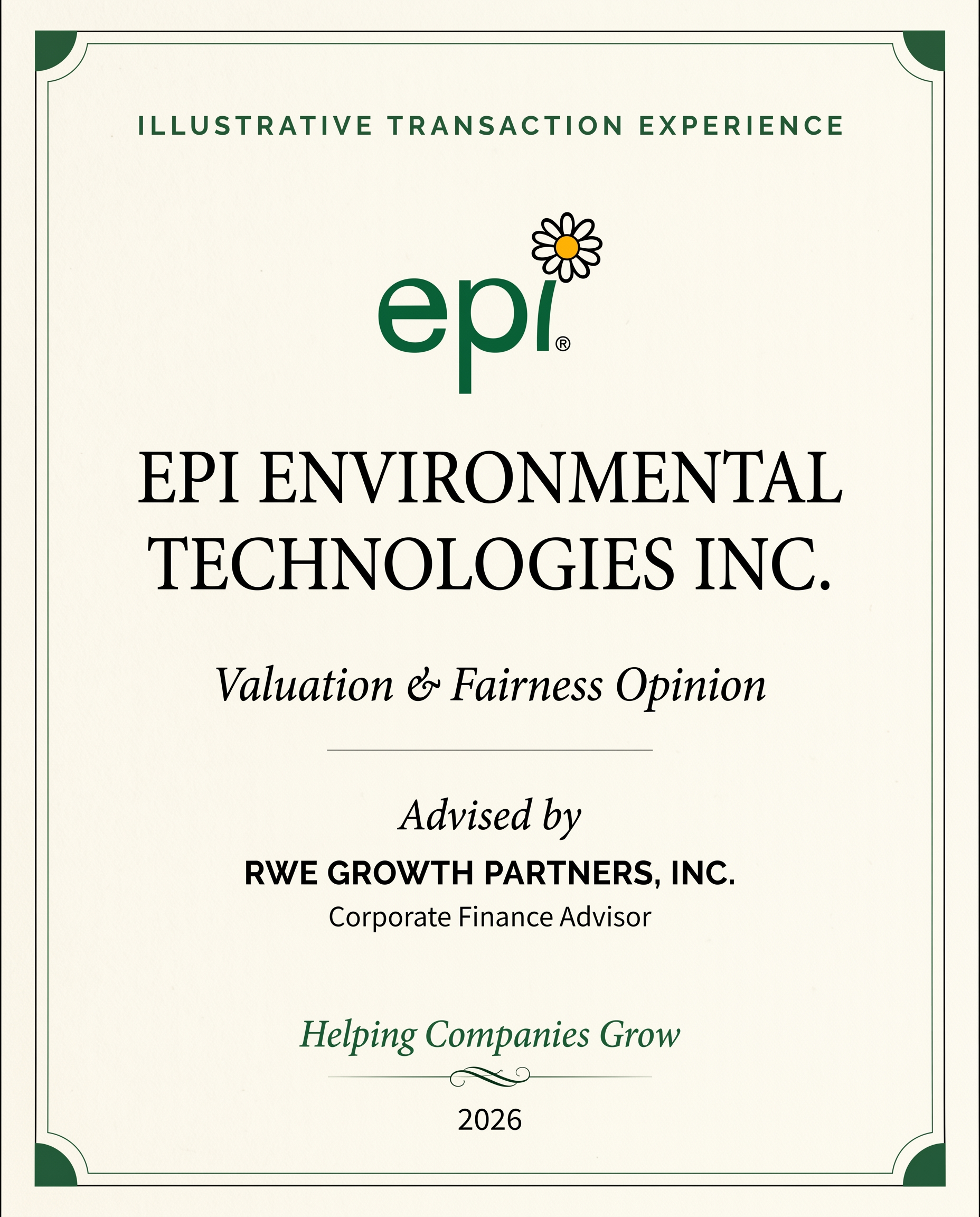 Transaction tombstone for 25 Epi Environmental
