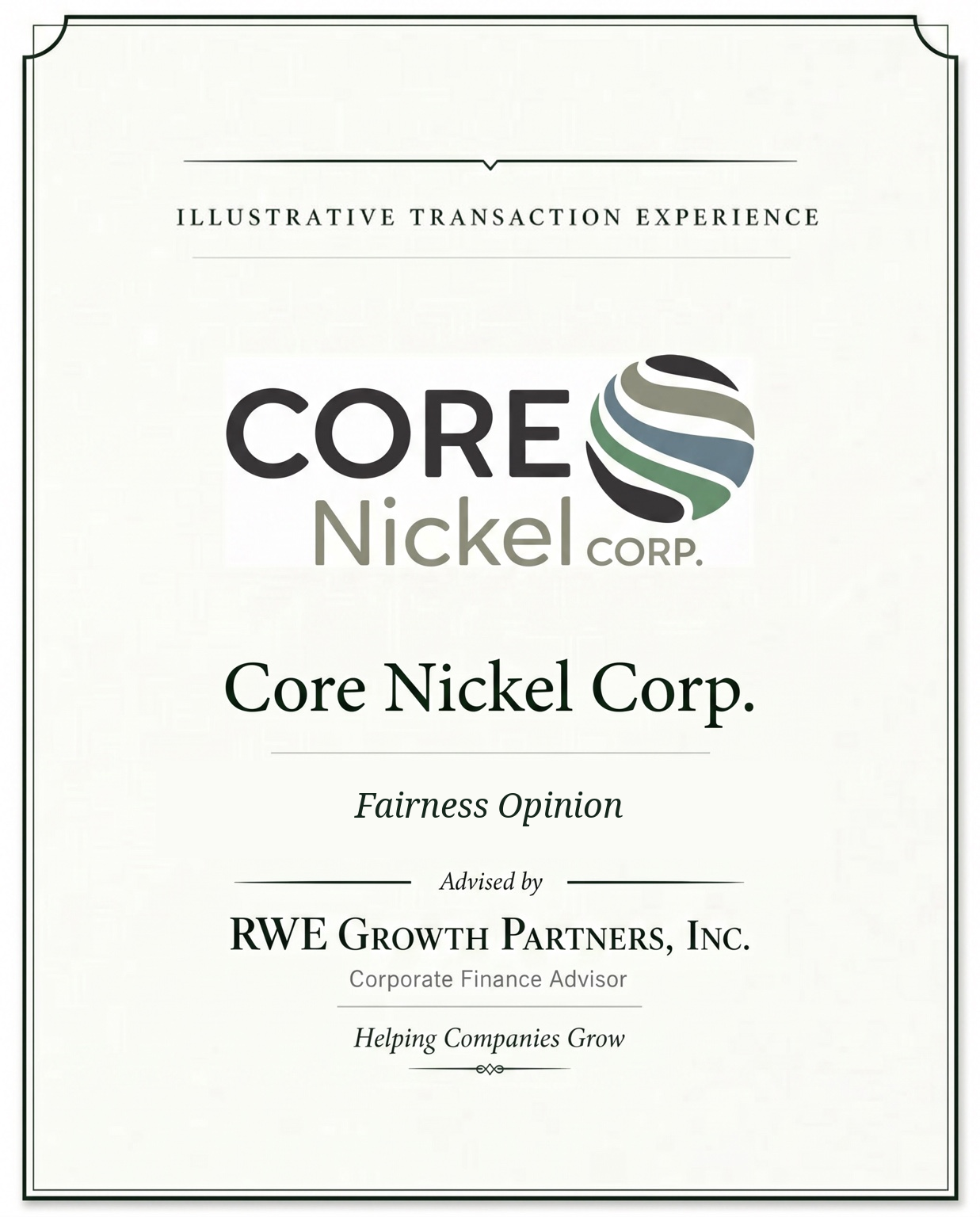 Transaction tombstone for 09 Core Nickel Corp
